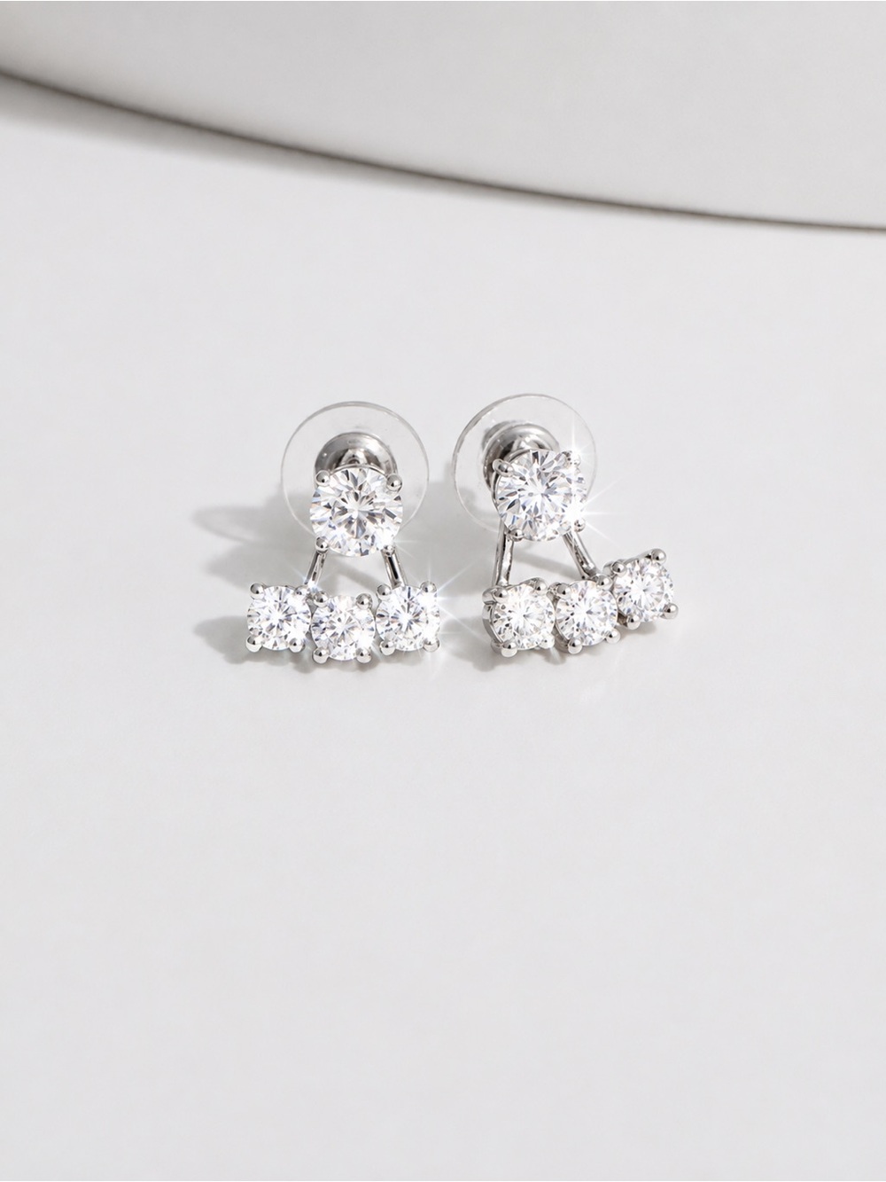 Swarovski Double-Row Stud Earrings - White can be seperate studs